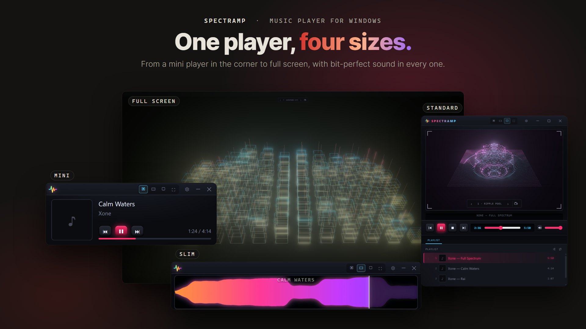 Spectramp in four sizes: full screen, standard, slim and mini